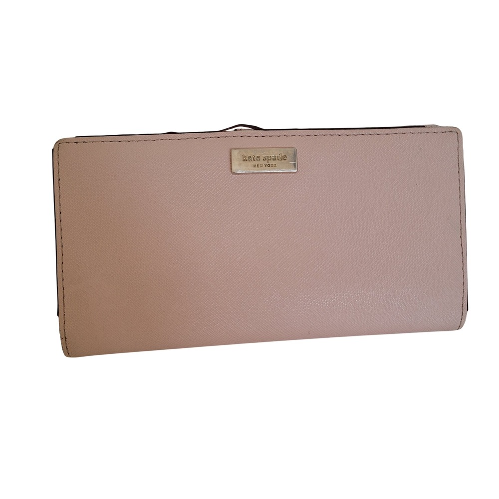 Kate‎ Spade New York Bifold Wallet Blush Pink Saffiano Leather Slim ID Window